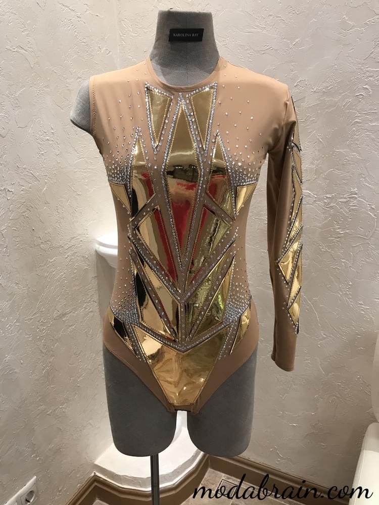 Leotard with Mirror Gold Decor